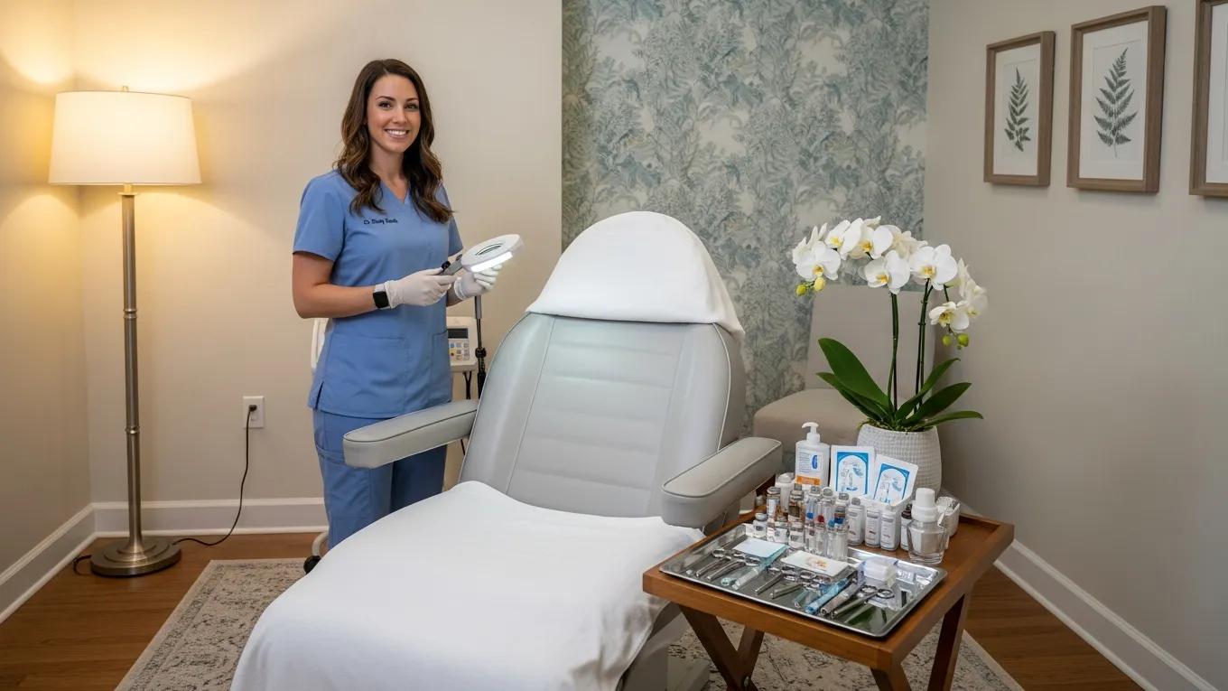 Serene med spa environment in Little Rock with a professional preparing for a Botox treatment